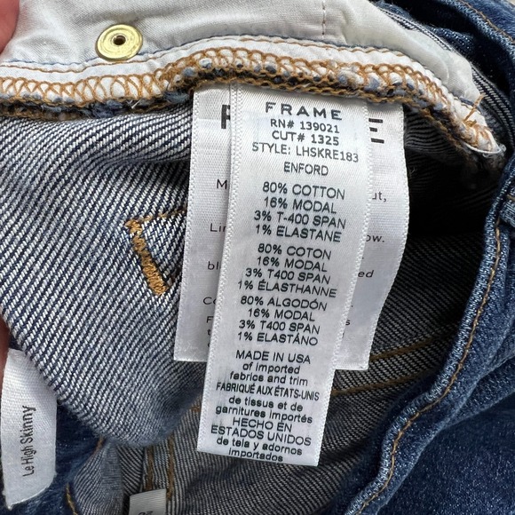 Frame Jeans Women 26 Blue Denim Le High Skinny Slim Stretch Distressed Frayed - Picture 9 of 9